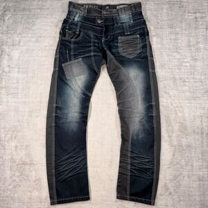 J Rag Industry Jeans Mens 34 Blue Denim Double Waist Patchwork Streetwear Y2K